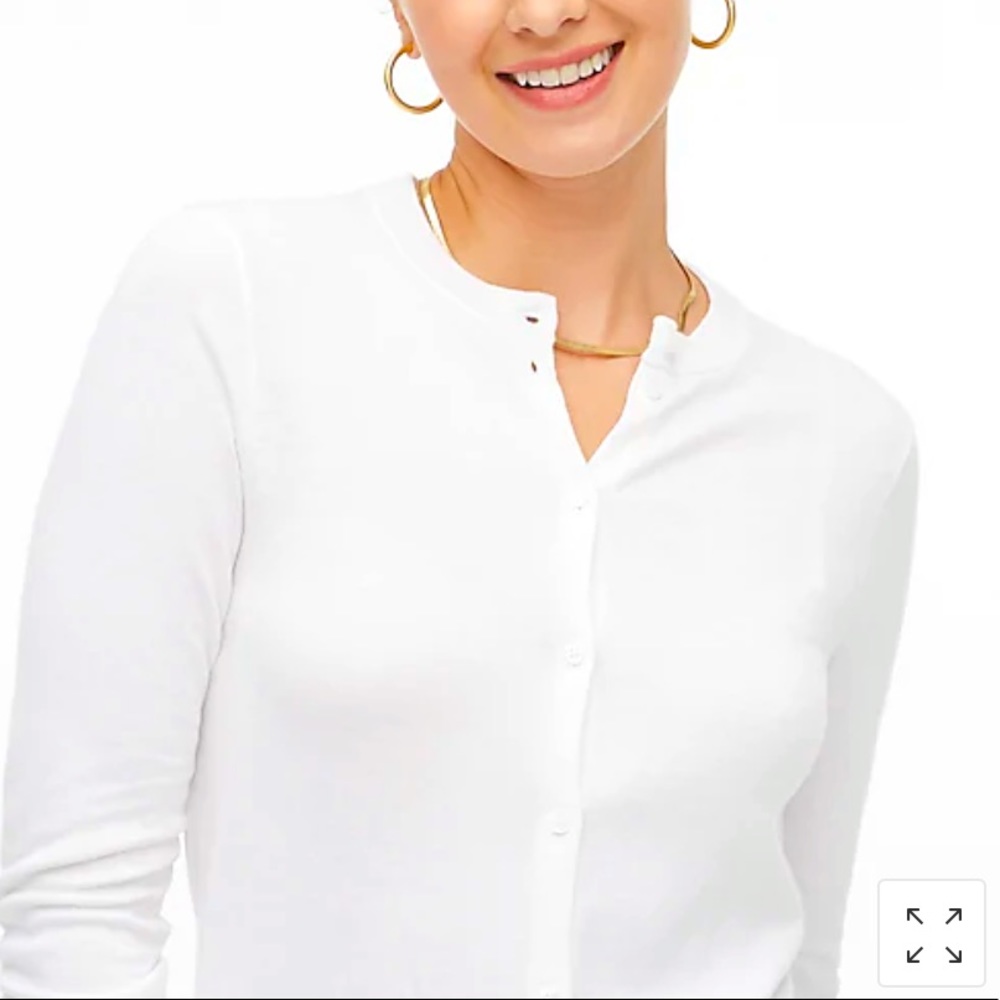 J Crew Classic Cotton Cardigan Sweater White